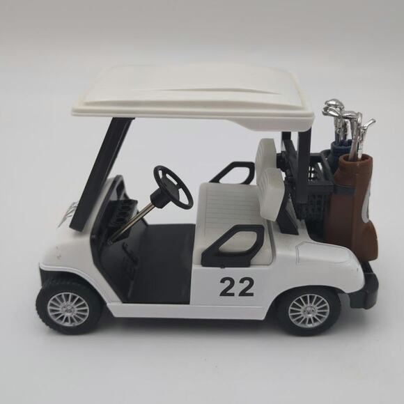 Kintoy White Golf Cart Mini Vehicle 1:24 Scale w Bags Worldwide Pullback Racer - Picture 2 of 7